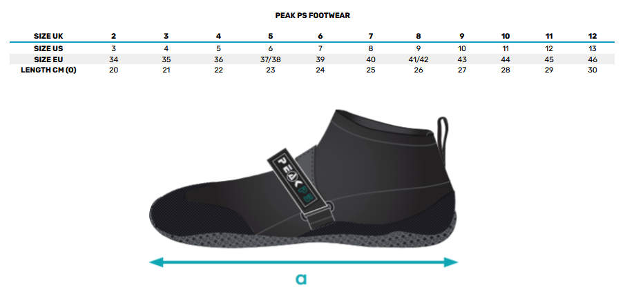 PEAK PS FOOTWEAR 0 Size Chart